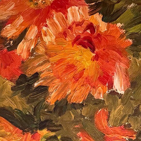 Vintage Unsigned Painting - Flowers in Vase - Acrylic on Canvas Board - 14x18" - Picture 3 of 6